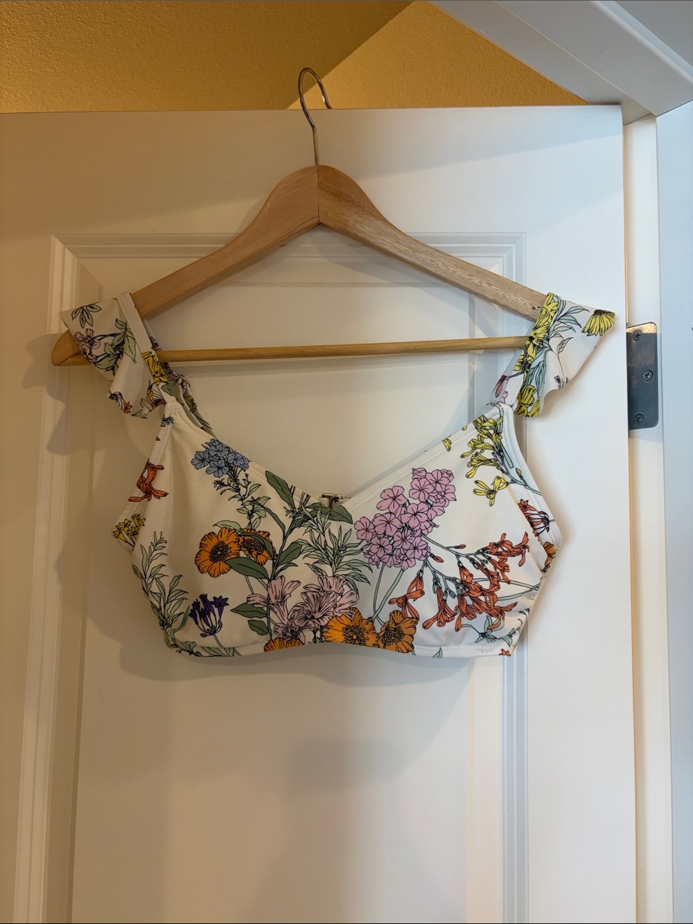 Target Floral Ruffle-Strap White swim Top